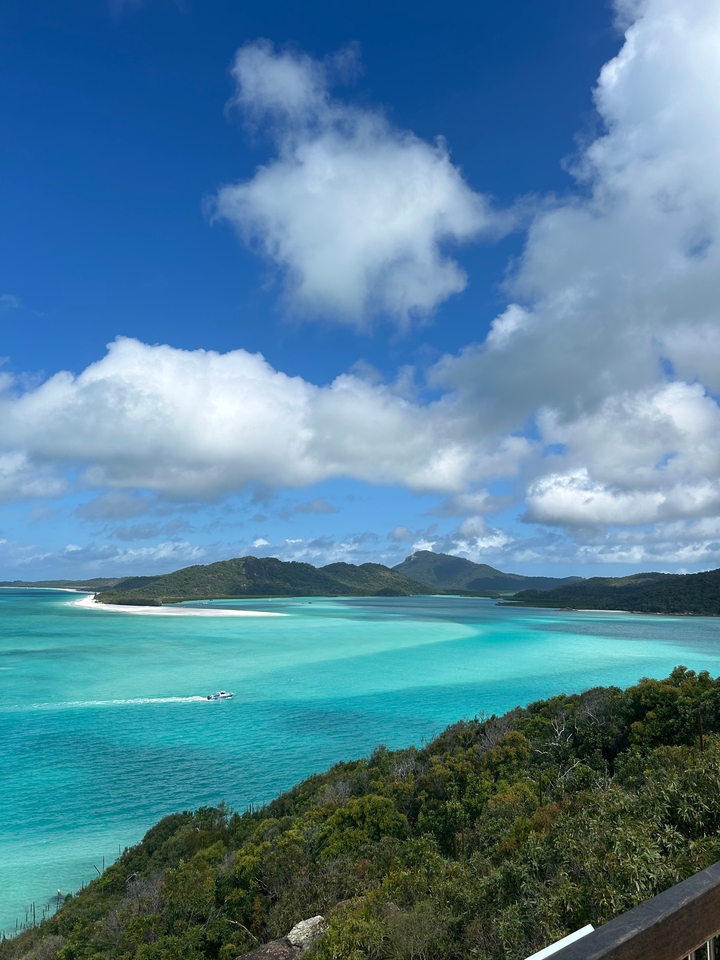 Vue de la plage de Whitehaven avec des eaux turquoise