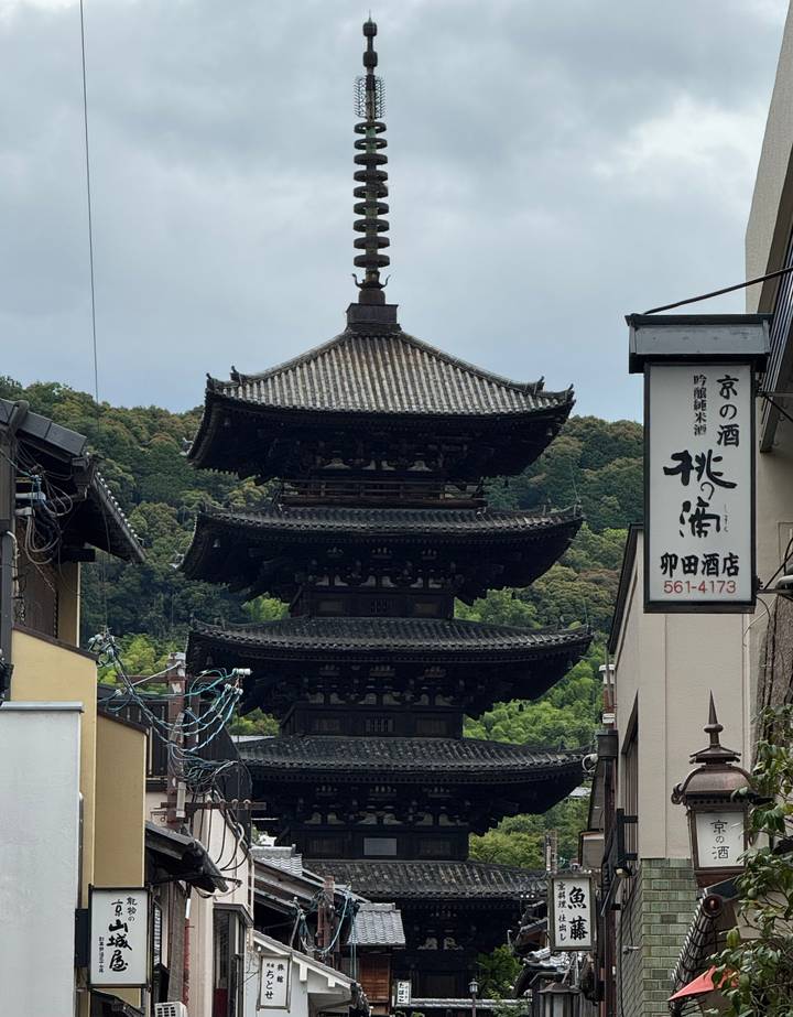Structure de pagode vue depuis une zone urbaine.