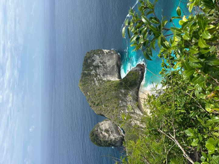 Vue panoramique sur la falaise côtière et l'océan.