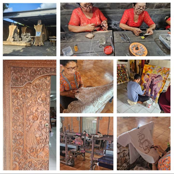 Collage présentant les artisans et l'artisanat locaux.