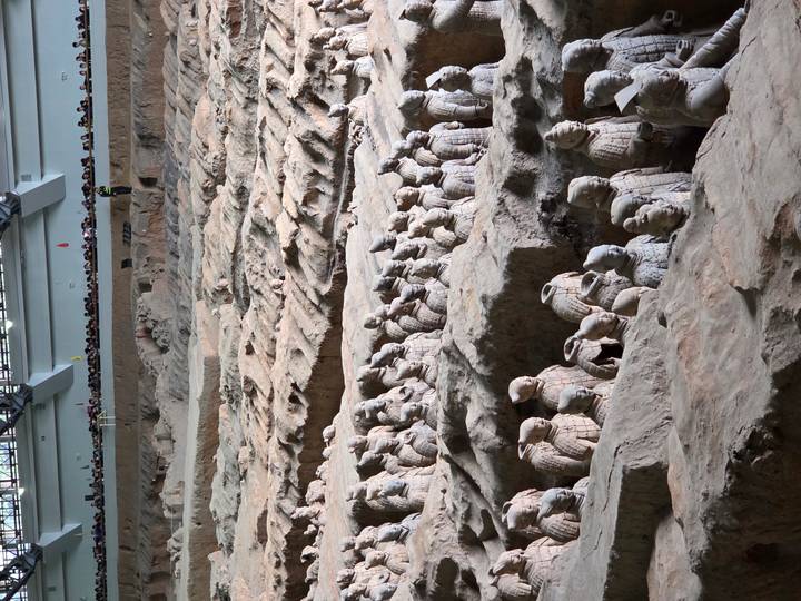 Terracotta Army, a collection of terracotta sculptures depicting the armies of Qin Shi Huang.