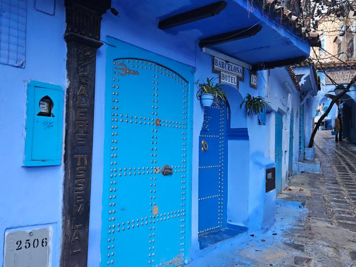 Blue-themed street in Chefchaouen.