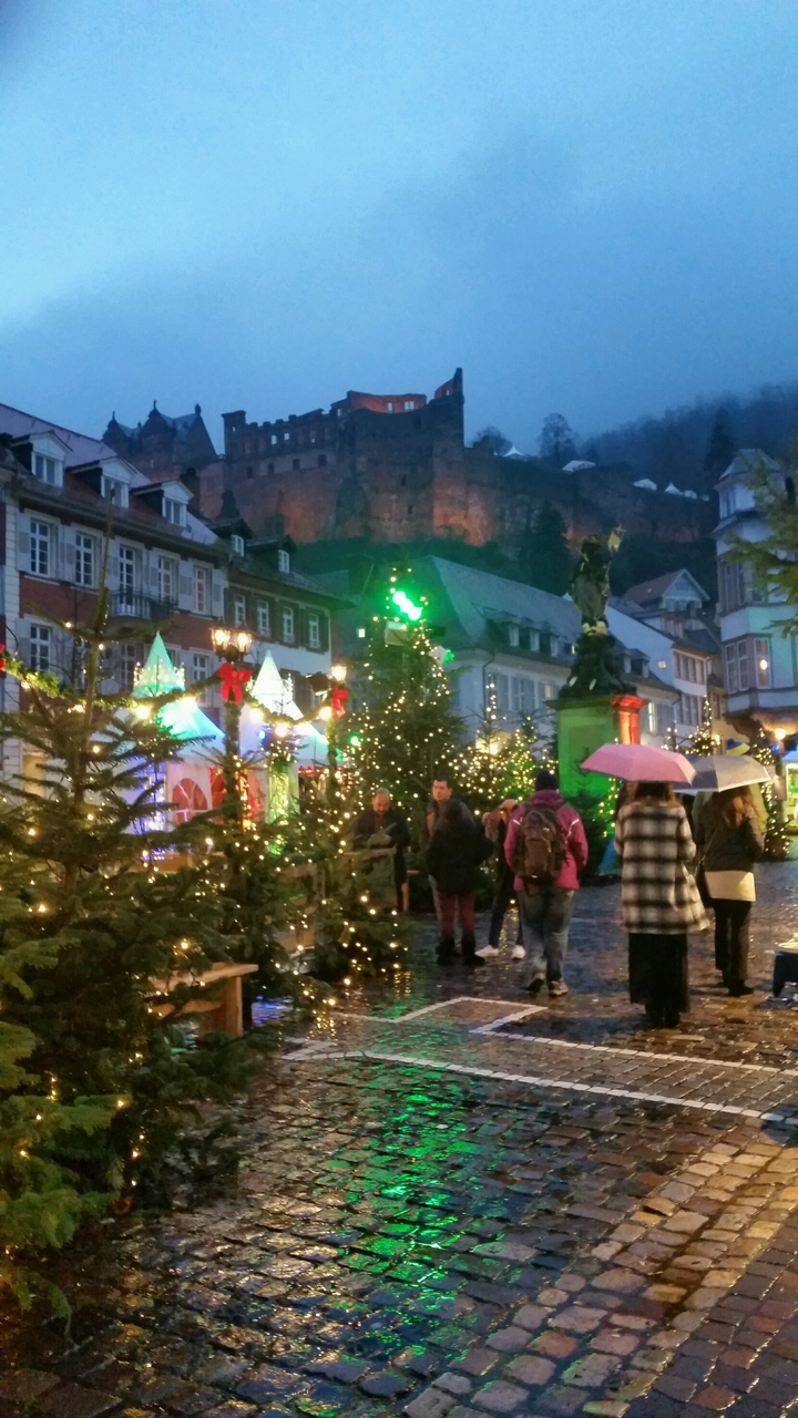 Des personnes profitent d'un marché de Noël festif.