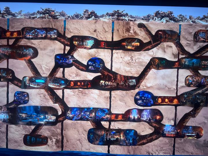 Colorful illustrated diagram showing the multi-level structure of an underground city.