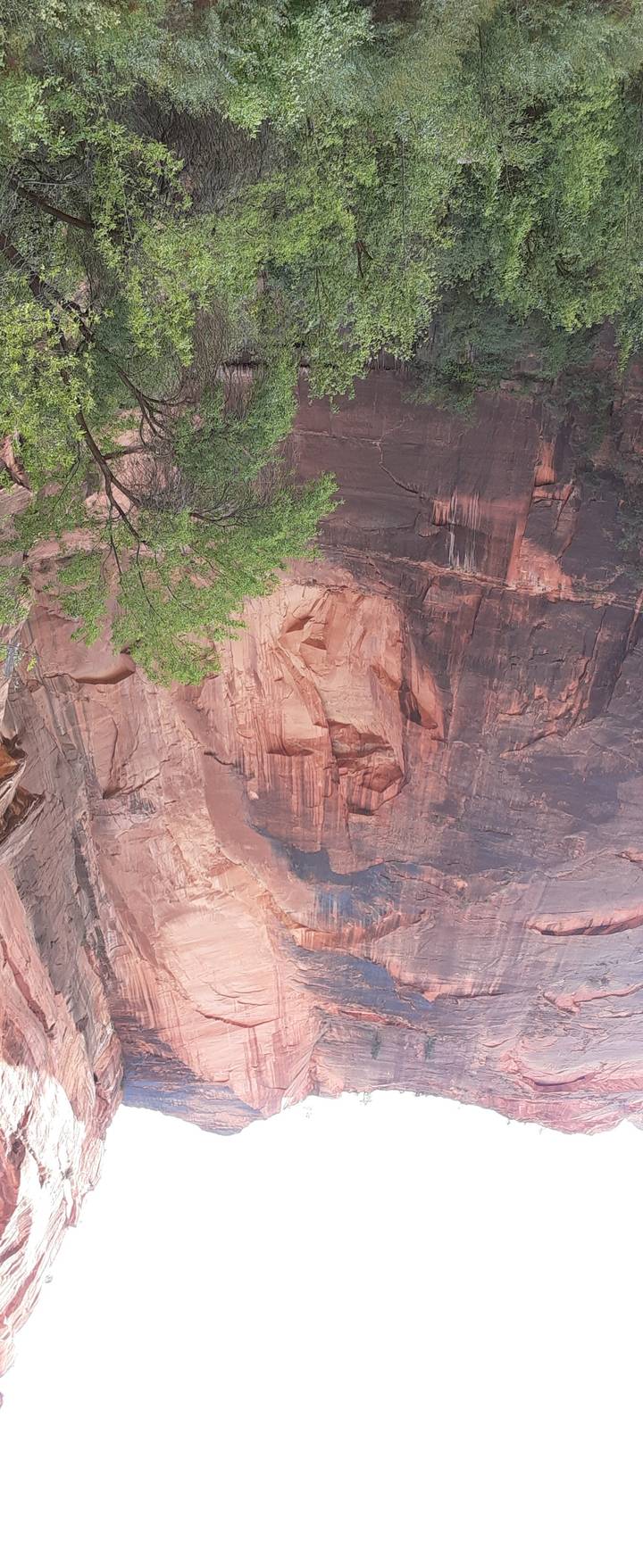 Falaises de roche rouge dans un décor de canyon.