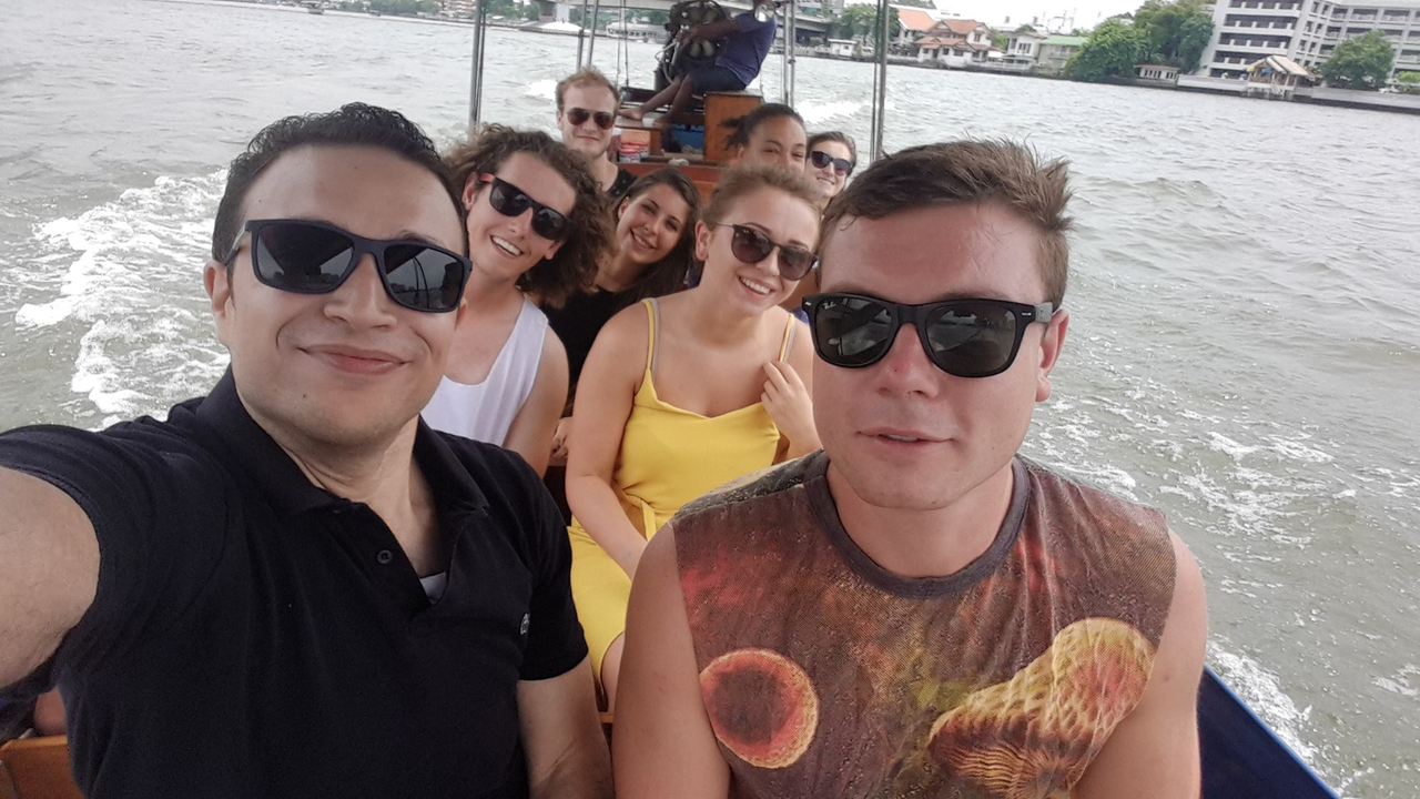 Group of people on a boat ride.