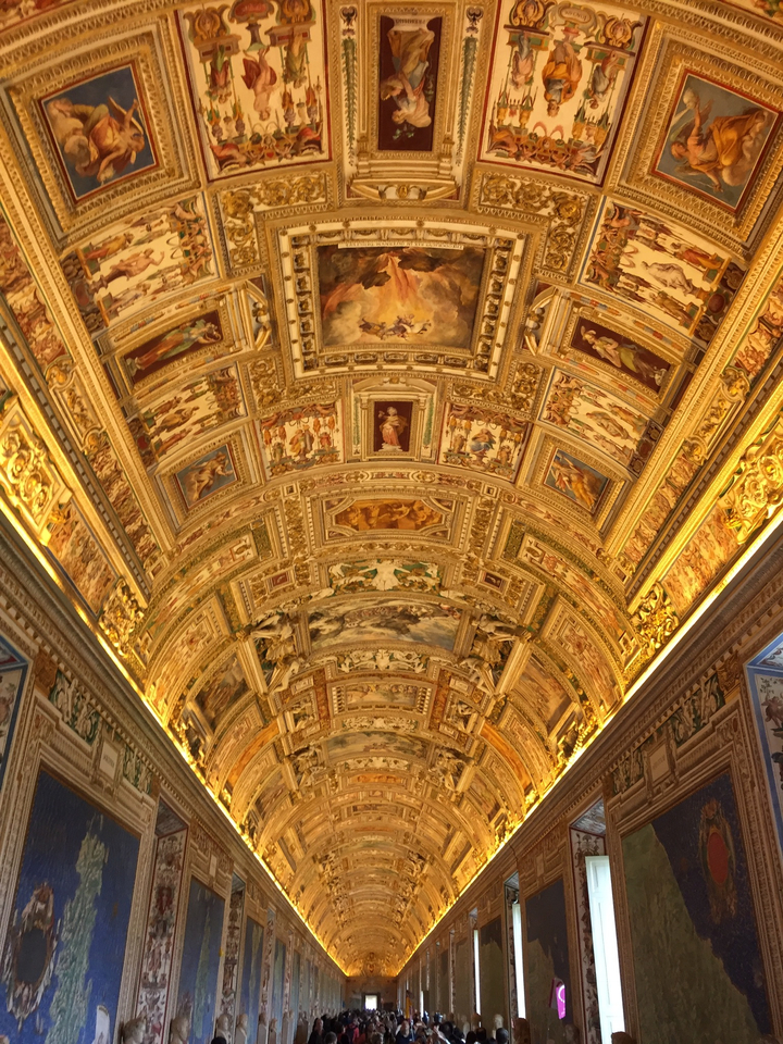 Plafond richement décoré de peintures