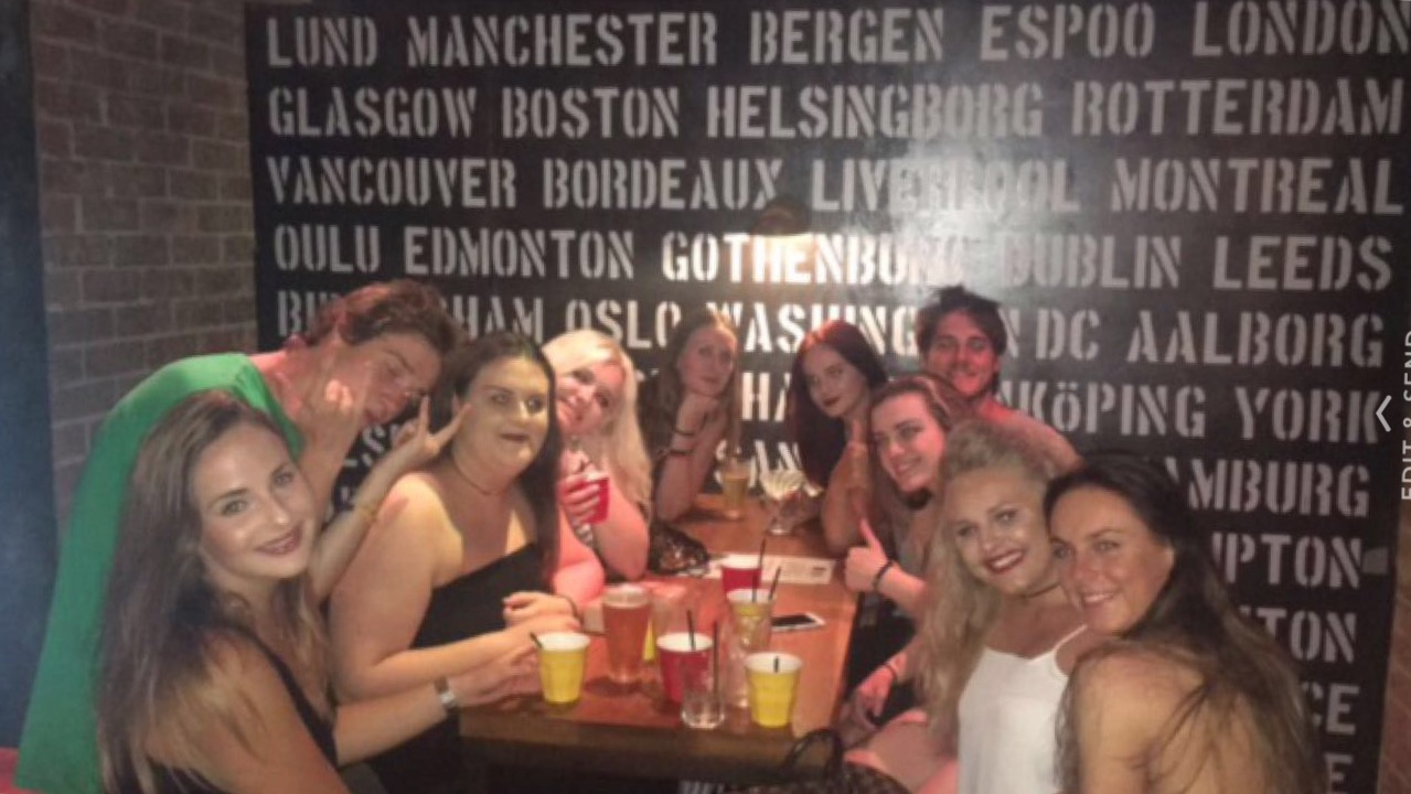 Group of friends at a bar.