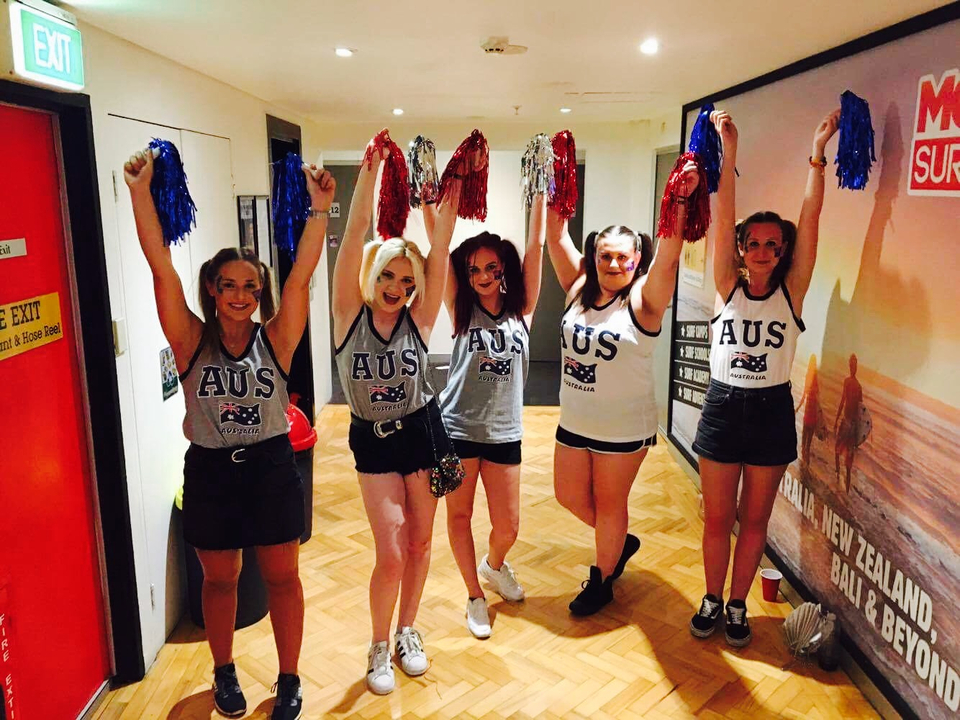 Group dressed in Australian outfits.