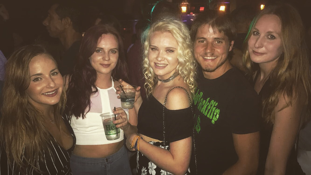 Group of friends at a night event.