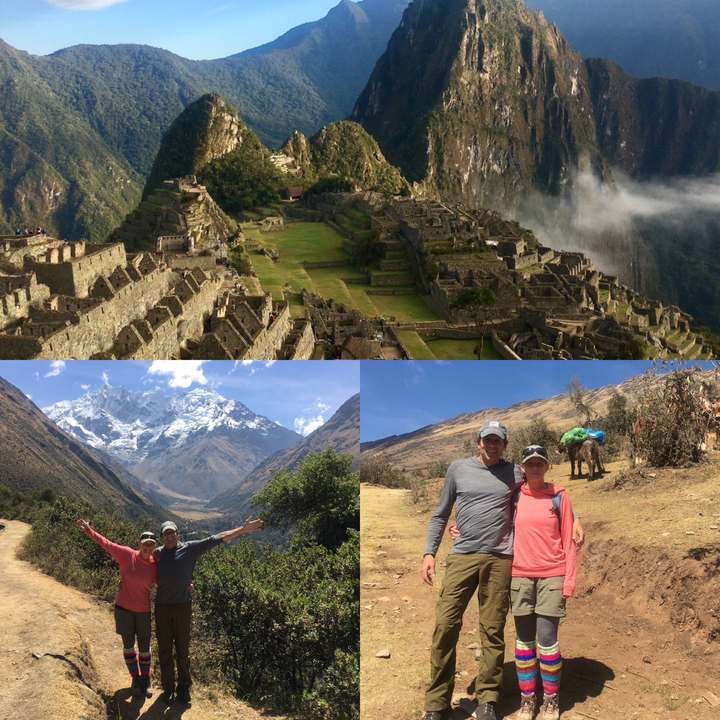Collage de Machu Picchu et de scènes de trekking.
