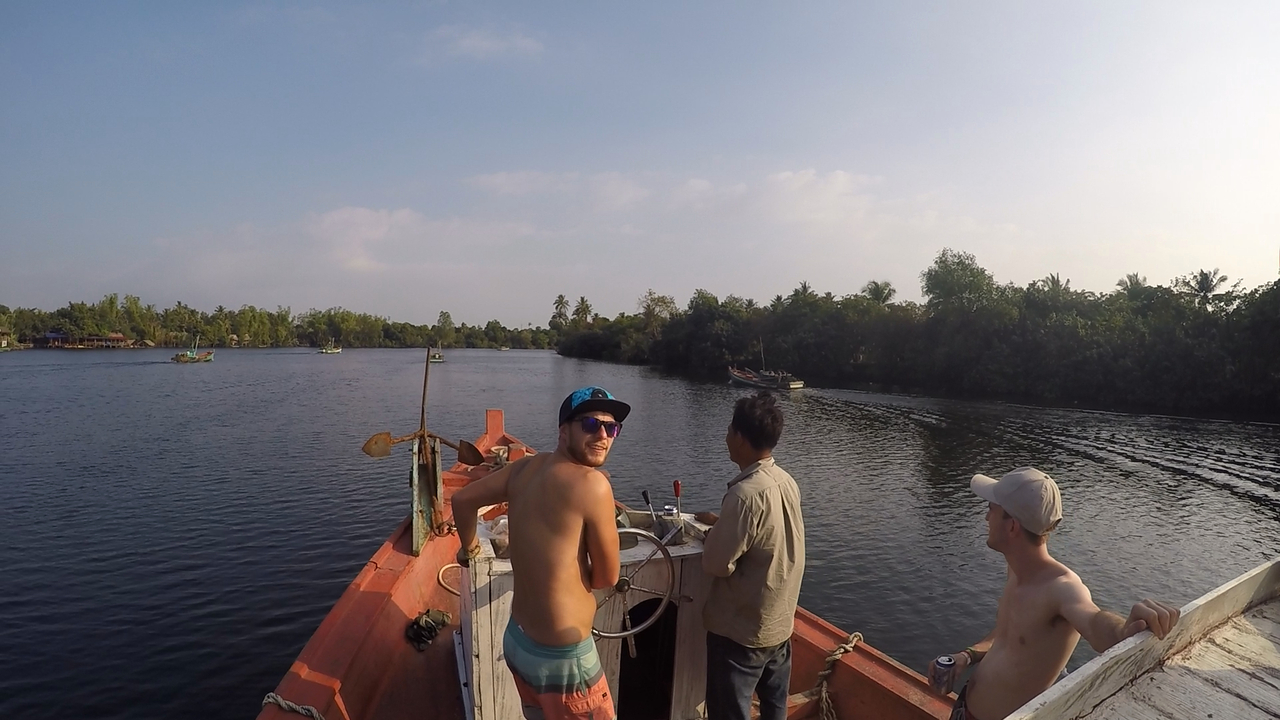 People on a boat enjoying a river ride.