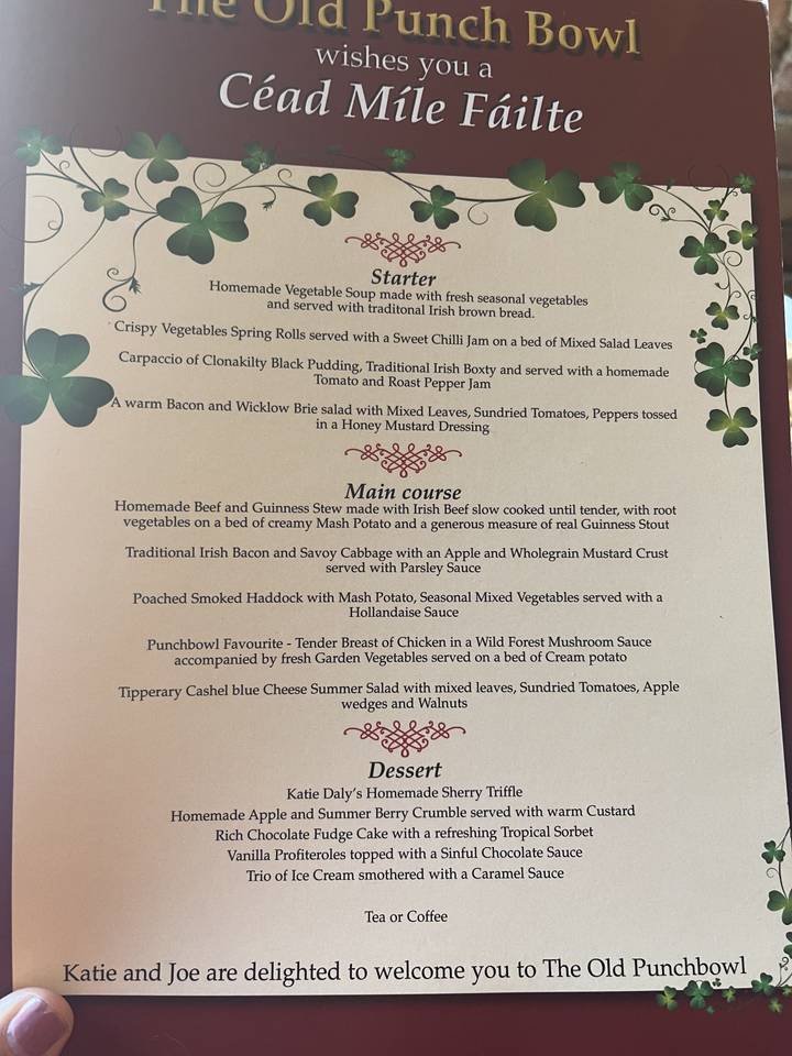 Upside-down image of a menu on a table.