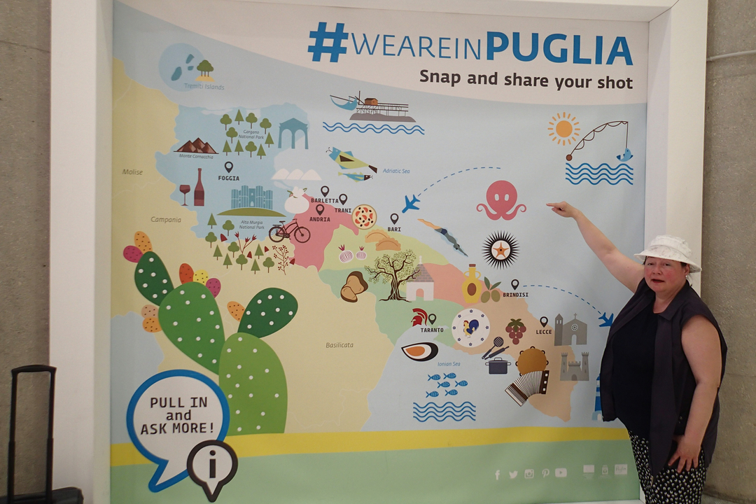 Personne montrant une grande carte colorée des attractions.