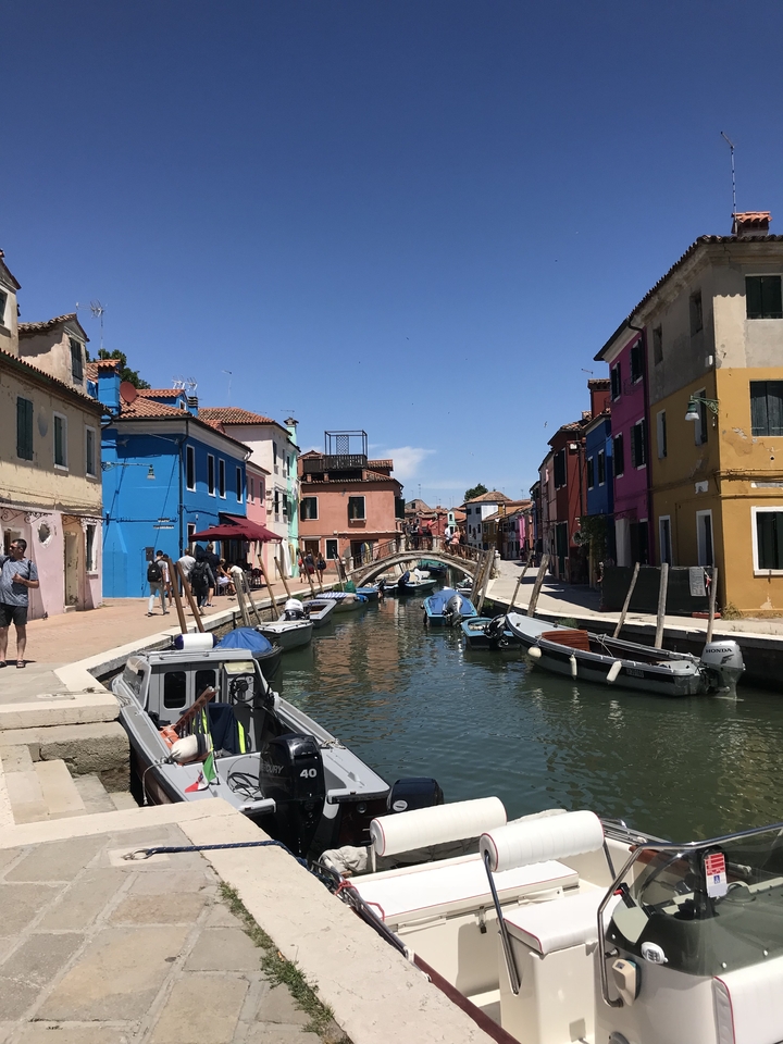 Canal pittoresque avec des maisons et des bateaux colorés.