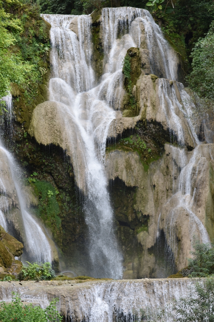 Close-up view of a waterfall cascade.