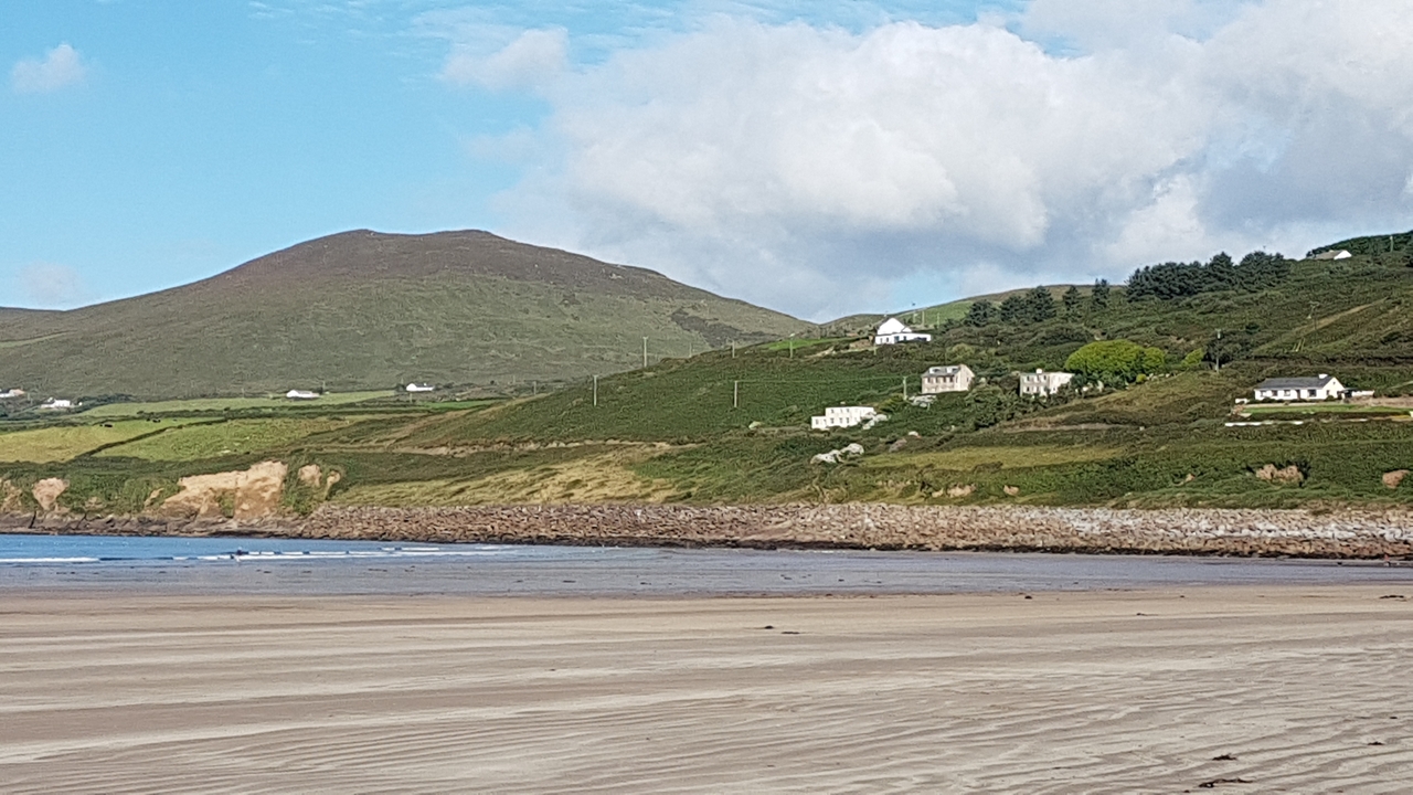 Vue côtière avec maisons et plages.