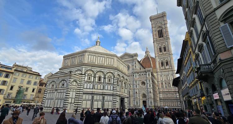 Florence Cathedral with many visitors in front.