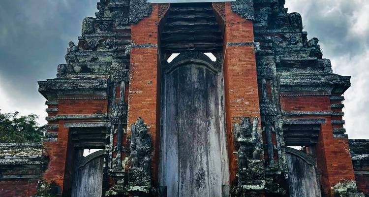 Ornate stone temple entrance with intricate carvings.