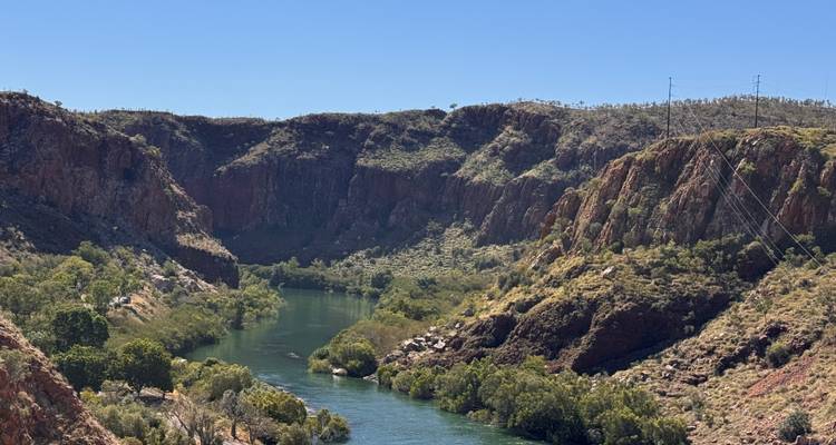 A river cutting through a rocky canyon.