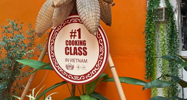 Panneau d'un cours de cuisine au Vietnam.