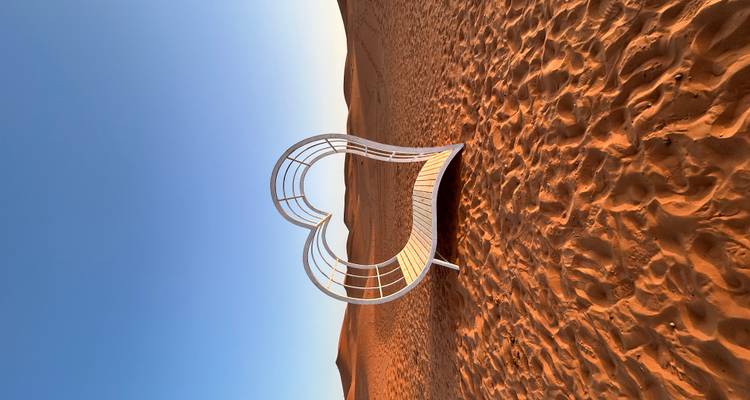 Banc en forme de cœur sur les dunes du désert, Merzouga.