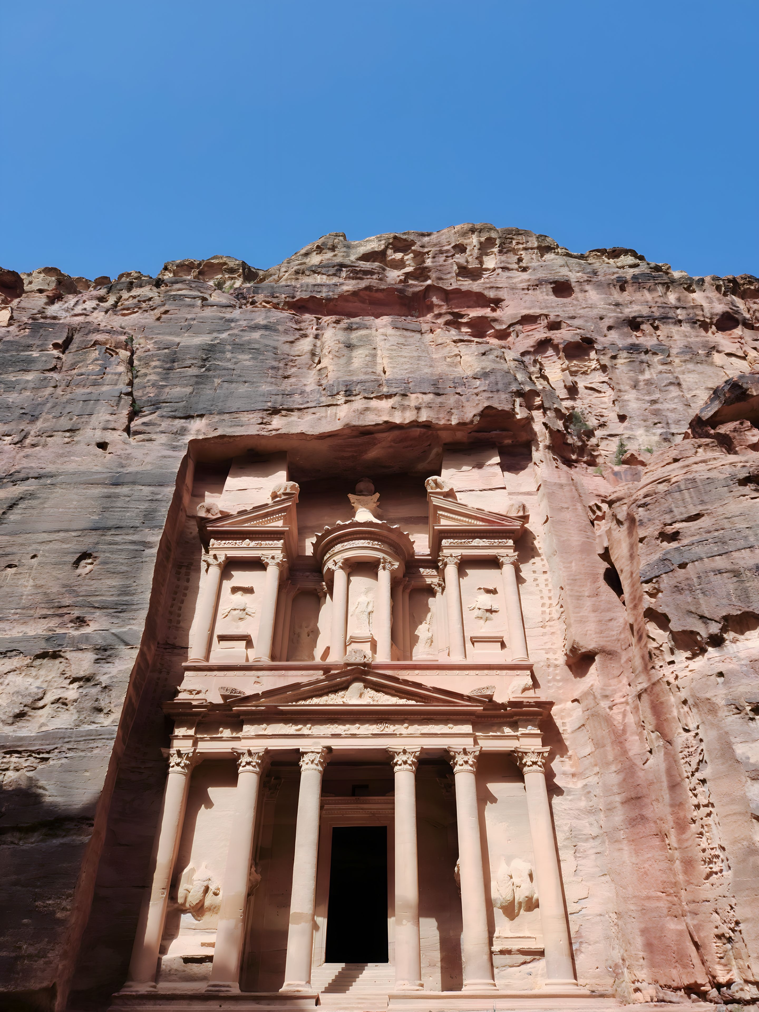 Rock-carved monumental facade of Petra.