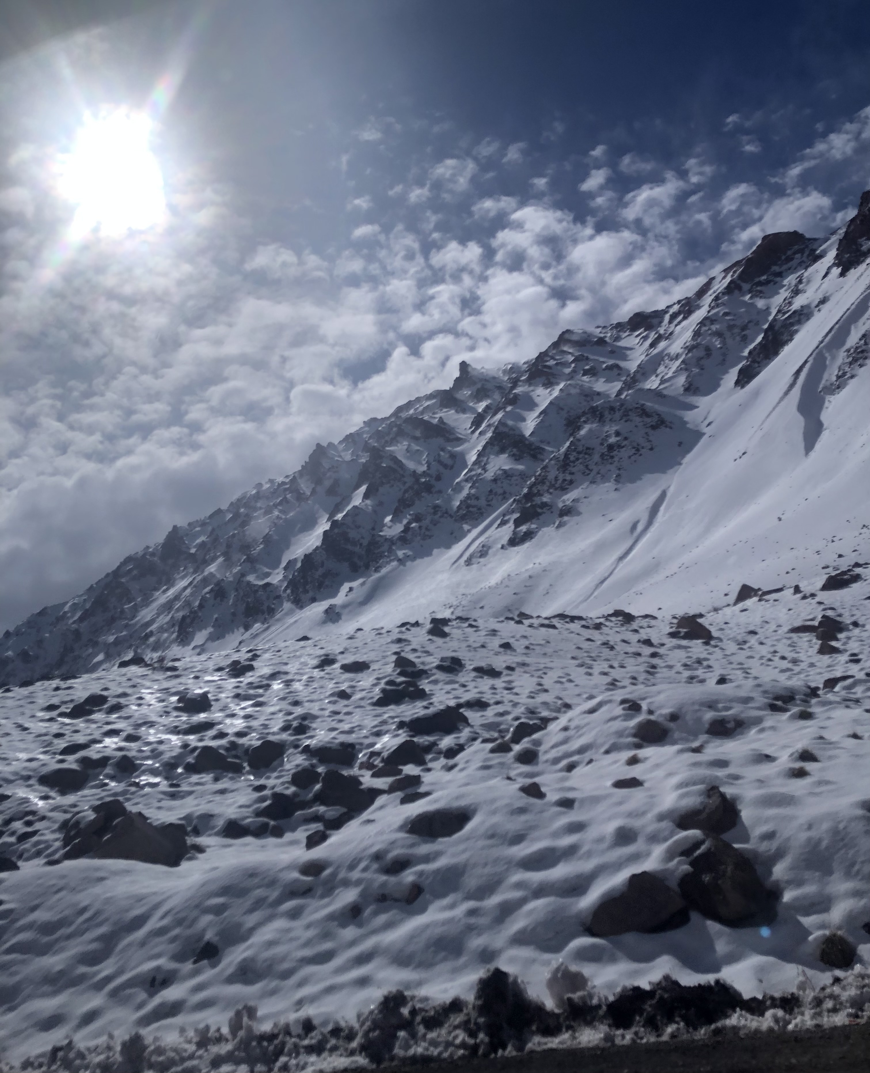 A stunning snow-covered mountain landscape.