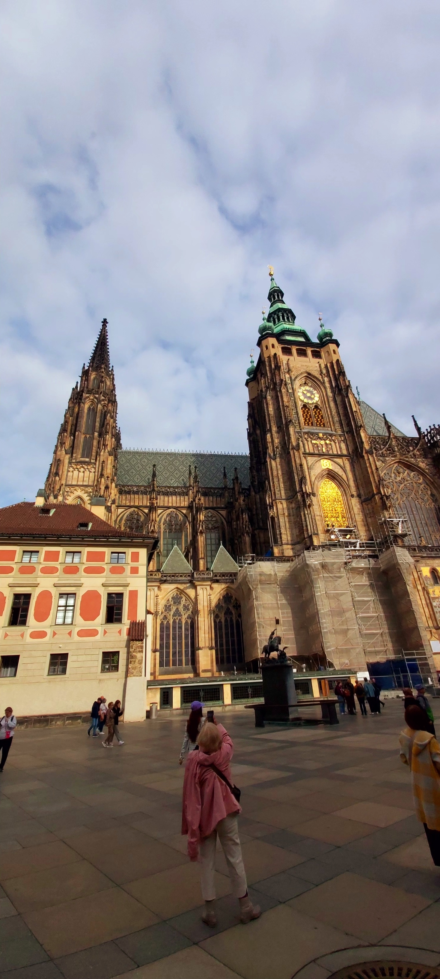 Gothic cathedral with scaffolding and intricate details.