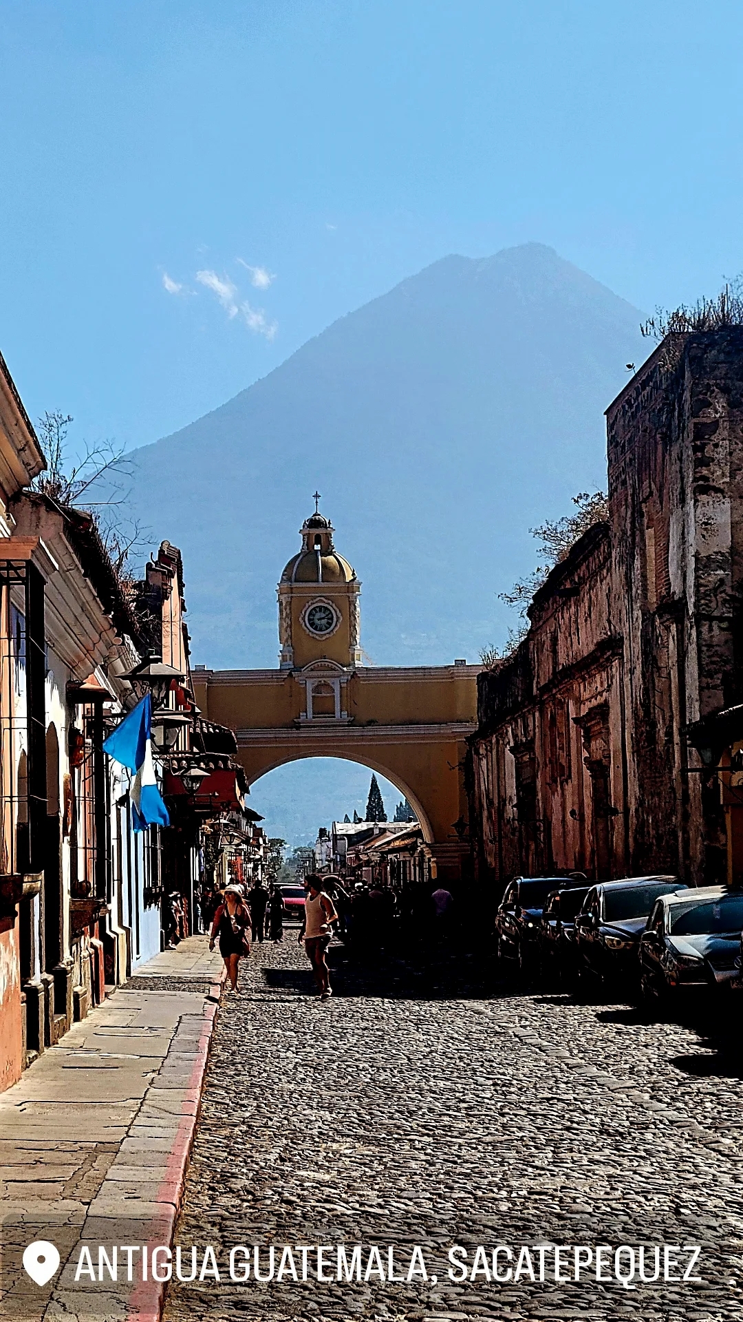 Santa Catalina Arch with a mountain background.