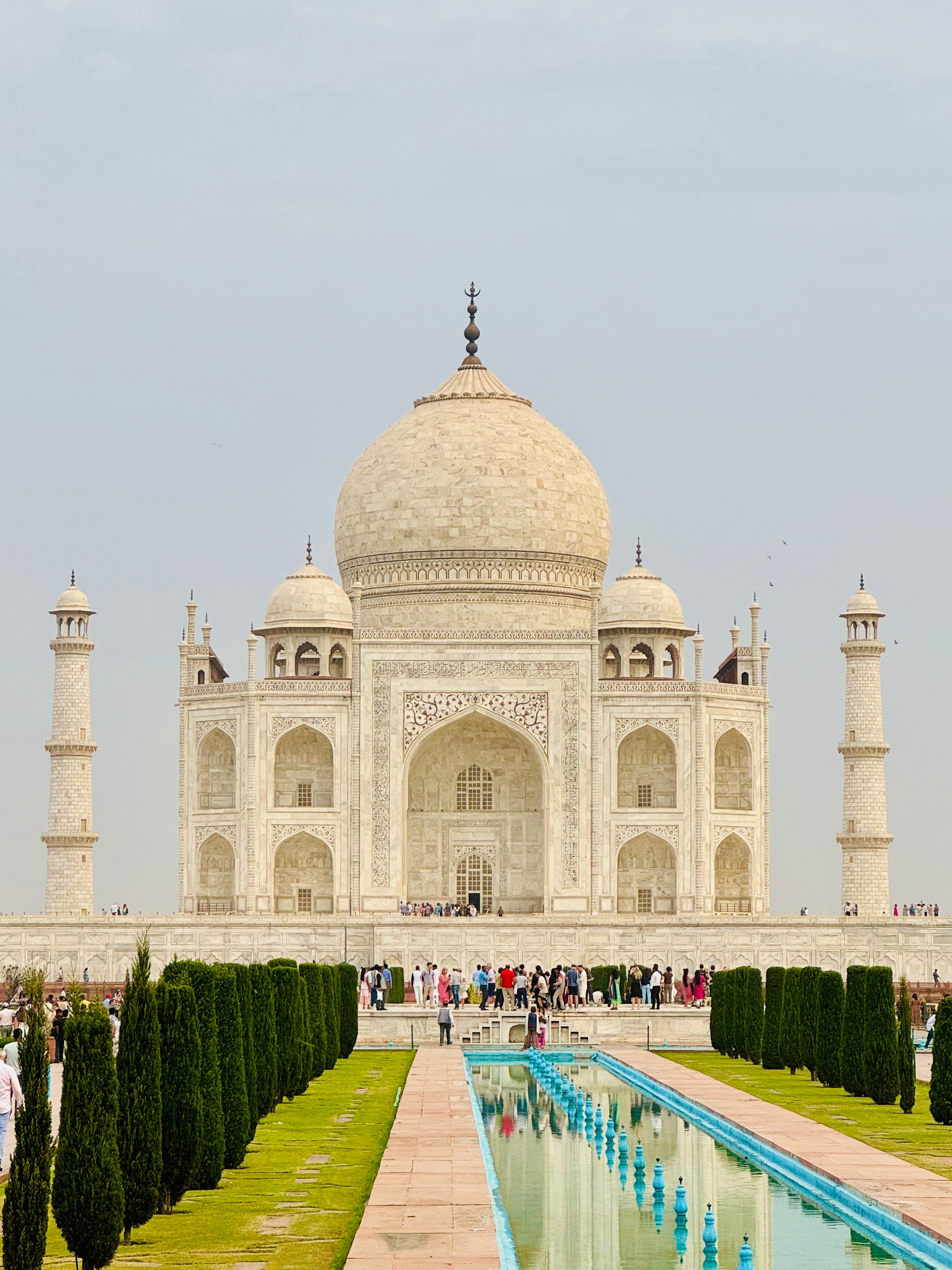 World-famous white marble mausoleum with minarets.