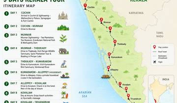 „Das Beste von Kerala“-Reise, Indien – 9 Tage mit Hausboot (Auswahl an 3★-, 4★- und 5★-Hotels) Rundreise
