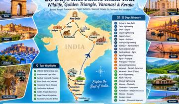 Circuit de 25 jours « L\'Inde incroyable » : faune sauvage, Triangle d\'Or, Varanasi et Kerala avec séjour en péniche (options d\'hôtels 3★, 4★ et 5★) circuit