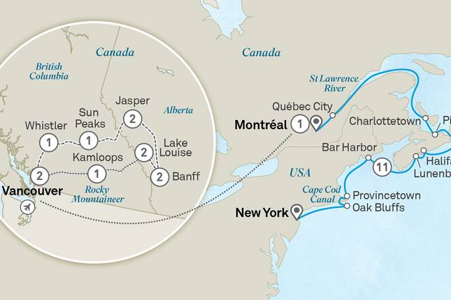 Magnificent Canadian Rockies & North America’s East Coast – Cruise & Land Journey