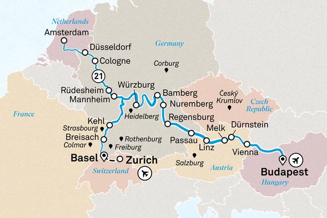 Christmas Markets on the Rhine, Main & Danube 2027 - 22 Days (19 destinations)