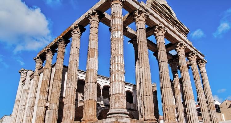 Templo Romano Antiguo en Mérida, España.