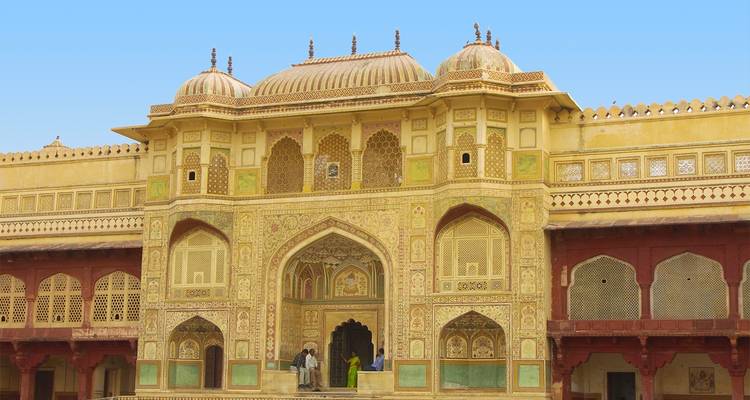 Fuerte Amber en Jaipur con arquitectura detallada.