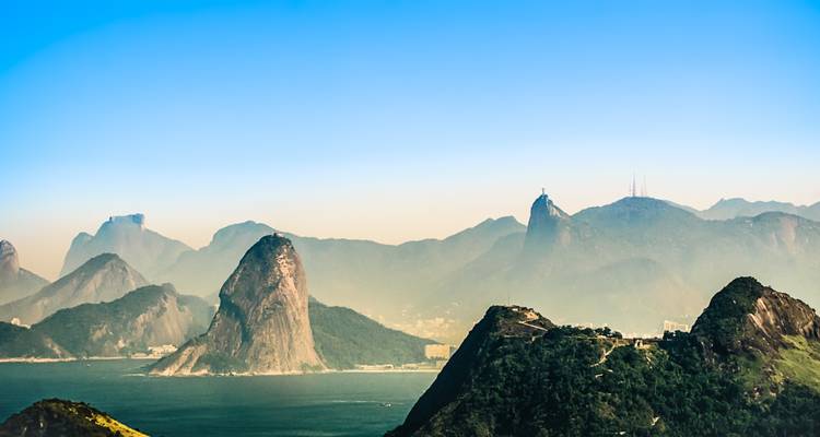 Panoramic view of Rio de Janeiro with Sugarloaf Mountain.