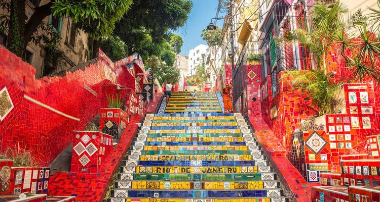 The colorful Selarón Steps in Rio de Janeiro.