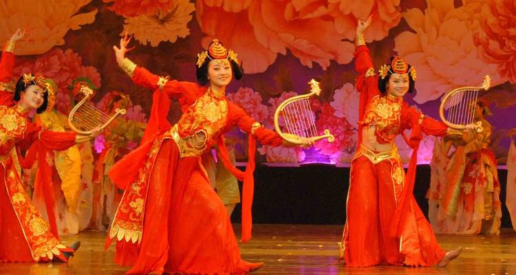 Traditional dance performance with colorful costumes.