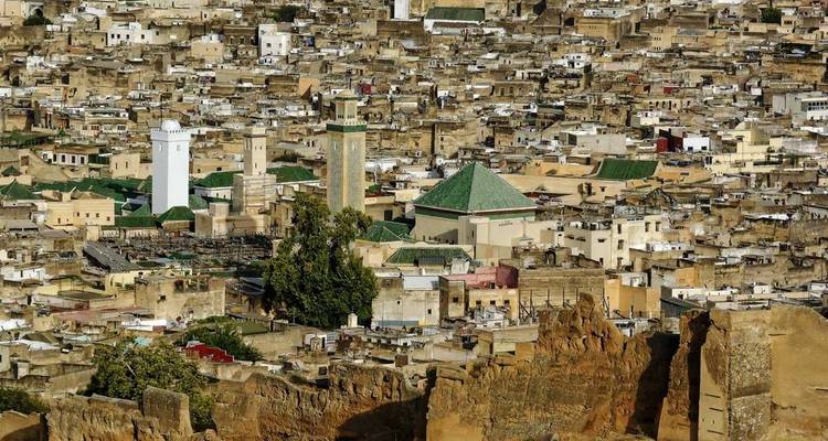 Panoramisch uitzicht op een dichtbebouwde historische stad.