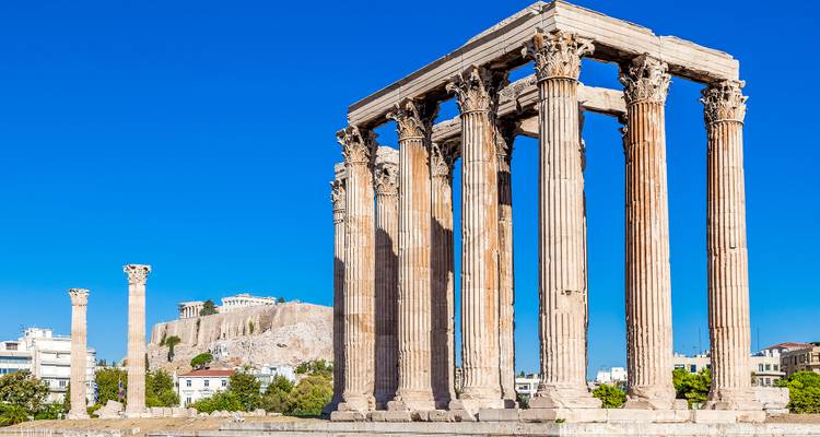Temple of Olympian Zeus with Acropolis visible in the background.