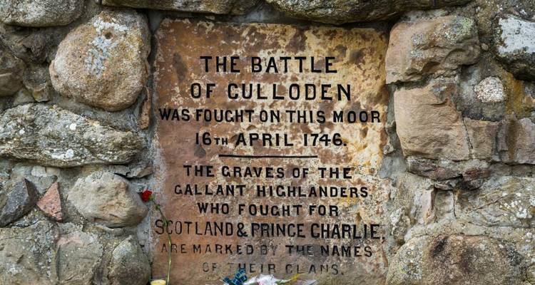 Memorial stone marking the Battle of Culloden.