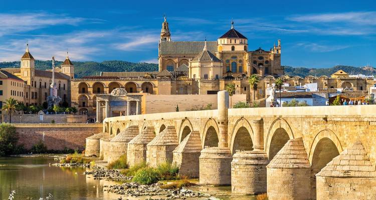 Roman Bridge and Mezquita in Cordoba.