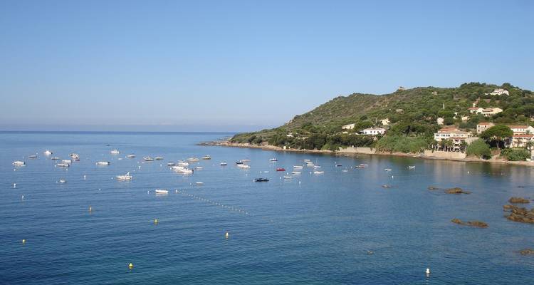Une baie tranquille avec de petits bateaux et des maisons le long d'une colline en pente douce.