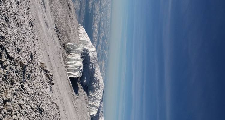 An icy landscape with a clear blue sky.