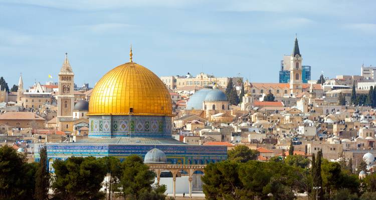 Iconic dome with a cityscape background.