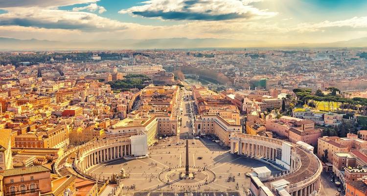 Aerial view of Vatican City with St. Peter's Square.