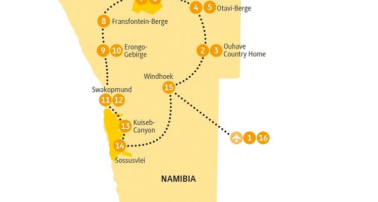 Namibia Reiseroutenplan