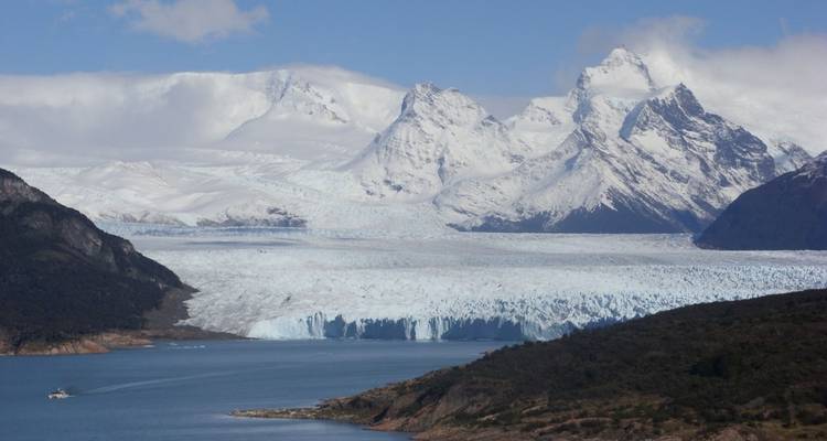 Vast glacier with mountains in the background.